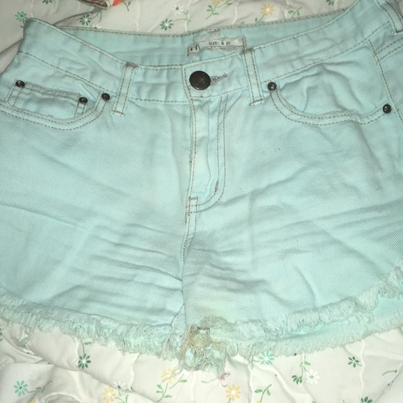 Free People Light Blue Cut-off Shorts - Picture 1 of 2